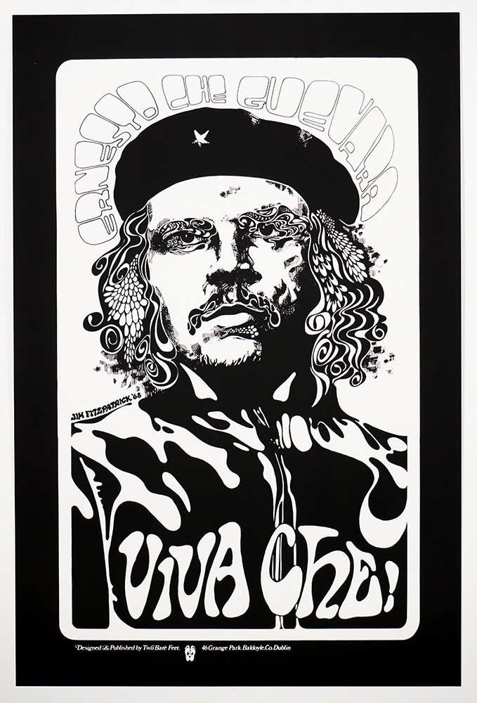 Che Guevara Viva Che 1968 Black and White Original Vintage